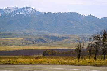 landscape, mountain, sky, nature, mountains, clouds, hill, panorama, cloud, valley, summer, grass, field, forest, Kazakhstan nature, tree, green, hills, lake, countryside, travel, meadow, sunset, rura