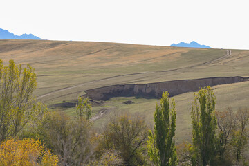 landscape, mountain, sky, nature, mountains, clouds, hill, panorama, cloud, valley, summer, grass, field, forest, Kazakhstan nature, tree, green, hills, lake, countryside, travel, meadow, sunset, rura