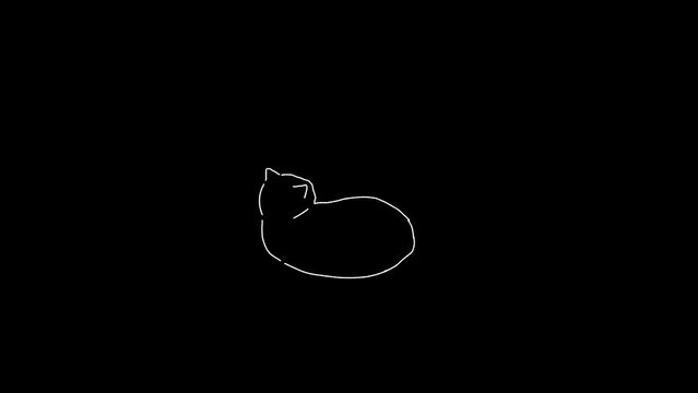 手書きの猫3(後ろ姿・線画ver)