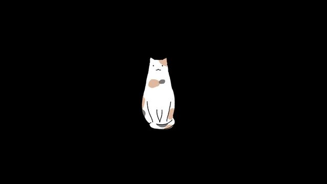 手書きの猫4(座る・三毛猫ver)
