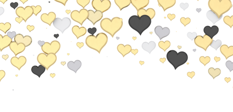 Love valentine background with red petals of hearts on transparent background