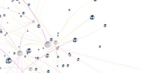Abstract connected dots and lines. Concept of AI technology, Motion of digital data flow.