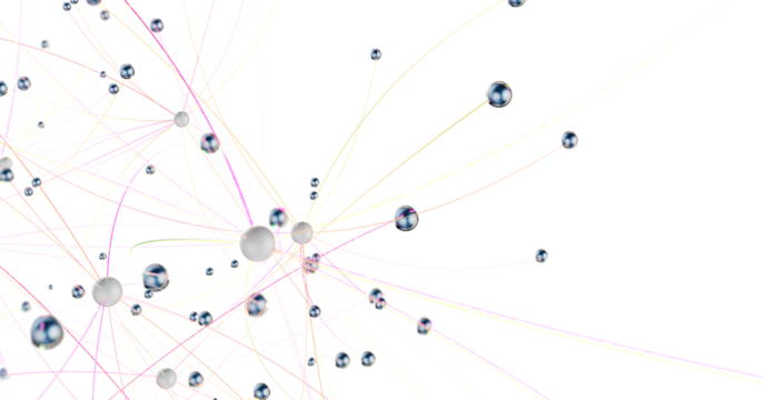 Abstract connected dots and lines. Concept of AI technology, Motion of digital data flow.