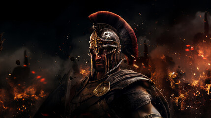 300 spartans leader, king of the army, Generative AI - obrazy, fototapety, plakaty