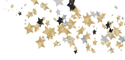 Stars - A gray whirlwind of golden snowflakes and stars. New
