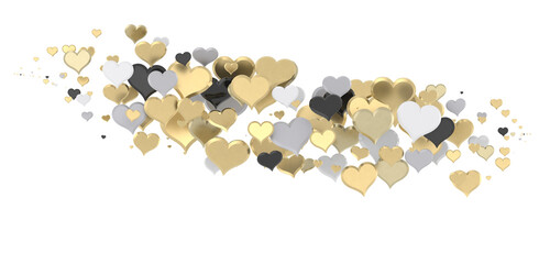 Falling love heart confetti 3d illustration