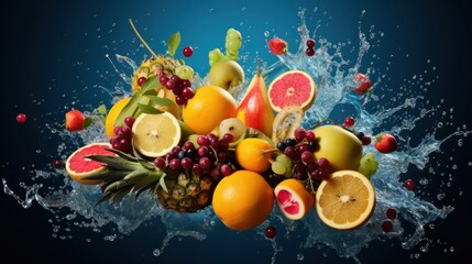 Fruit in water splash 