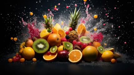 Obraz na płótnie Canvas Fruit in water splash 