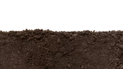 Foto op Plexiglas Soil patch texture. Png, isolated on a transparent background. Earth Day - April 22. Black biosoil or soil substrate in the form of a frame or border © Olena Svechkova
