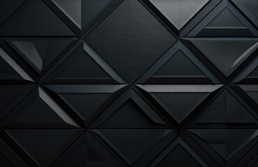 Black abstract polygonal background wall.