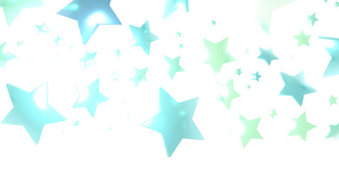 Holiday backdrop made of blue stars and sparkles on white wooden background. New Year concept.