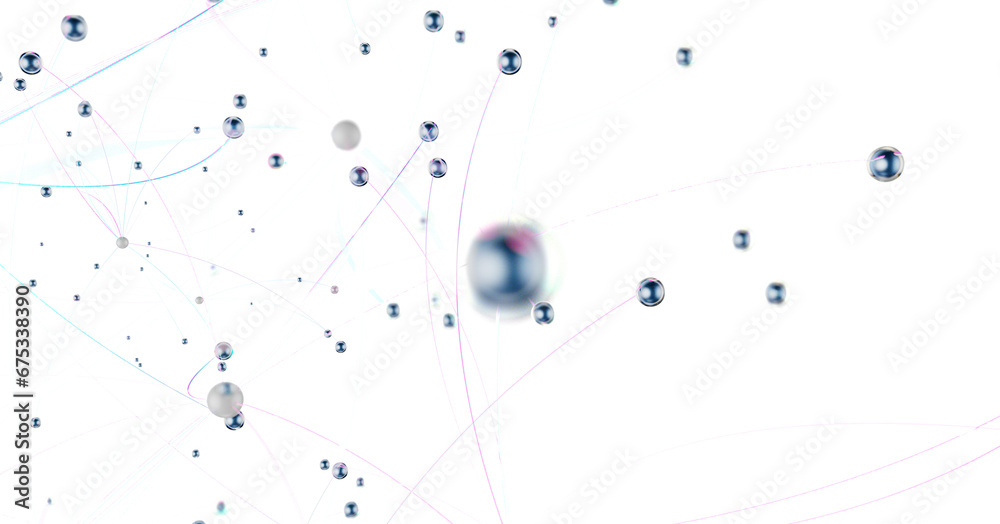 Aufkleber Abstract connected dots and lines. Concept of AI technology, Motion of digital data flow.