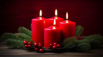 Obraz na płótnie Canvas Advent Wreath Candle Decoration for Seasonal Christmas Celebrations Abstract Background