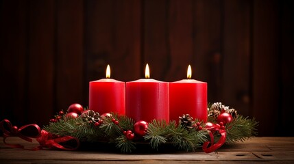 Obraz na płótnie Canvas Advent Wreath Candle Decoration for Seasonal Christmas Celebrations Abstract Background