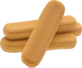 Italian savoiardi biscuits isolated on white background