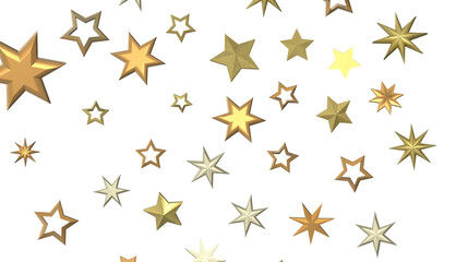 Gleaming Celestial Display: 3D Gold Stars Rain Illustration Mesmerizes