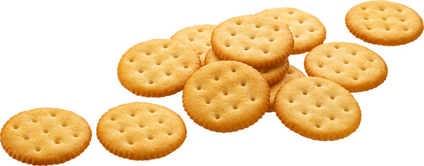 Round cheese crackers isolated