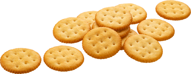 Round cheese crackers isolated