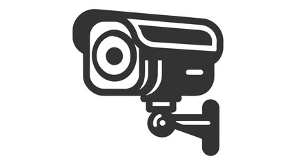 Illustration of black icon for an isolated CCTV camera with a white background