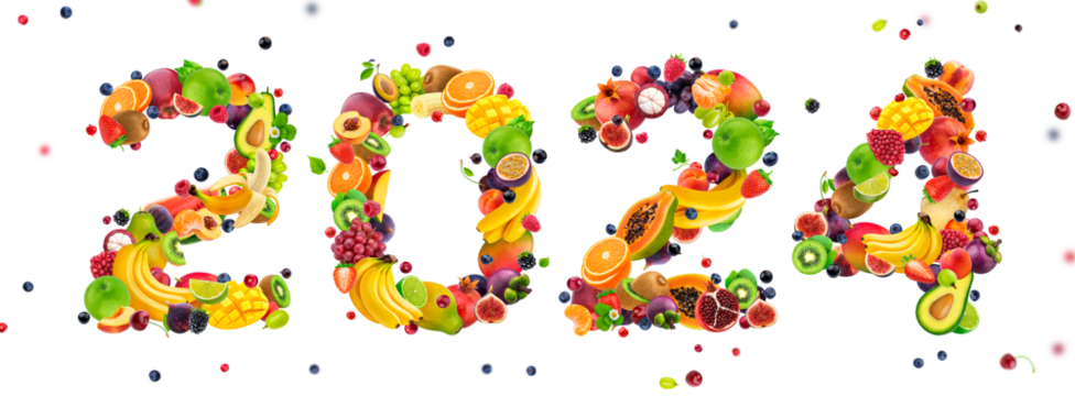 2024 year number made of fruits and berries isolated 