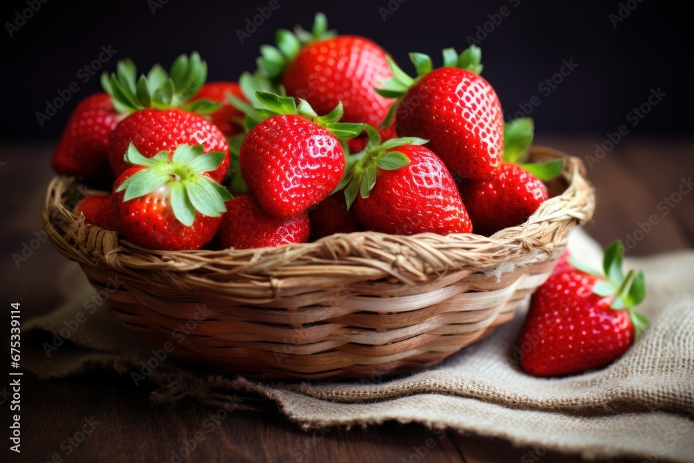 Wall mural strawberry in a woven basket