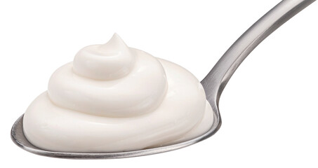 Spoon of mayonnaise isolated