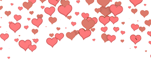 Falling red and pink hearts isolated on transparent background. Valentine’s day design.