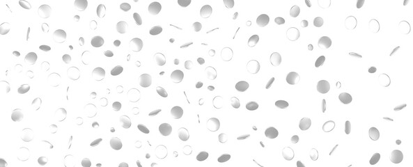 silver  confetti falling down isolated on transparent background.