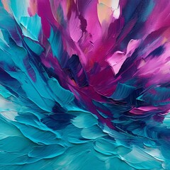 Vibrant strokes of magenta and turquoise create a captivating abstract pattern