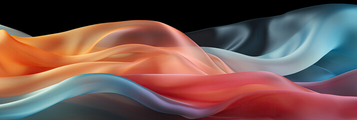 Obraz premium multicolored semitransparent chiffon fabric on black background