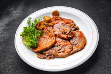 beef tongue hot sauce fresh delicious eating meal cooking appetizer food snack on the table copy space food background