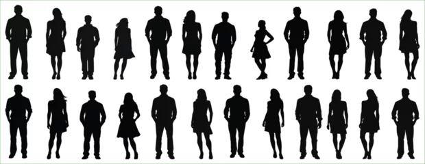 Deurstickers Man and women to stand silhouette set, Vector silhouettes of man and a woman © Creative_Design
