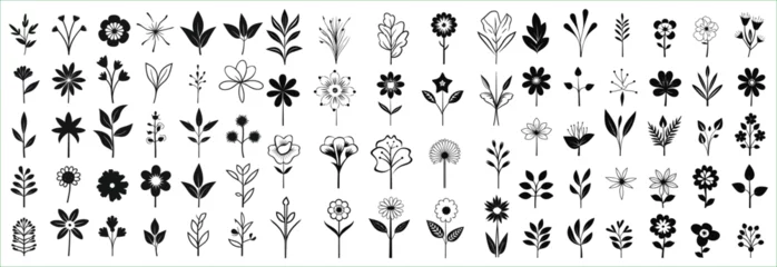 Fotobehang Flower icon set silhouettes, Abstract flower icon © Creative_Design
