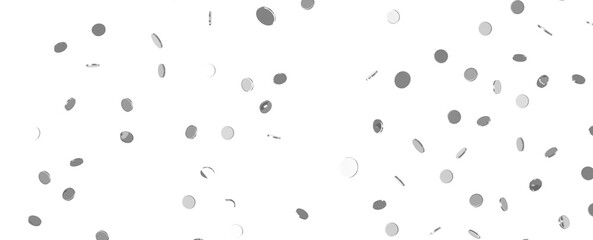 Glorious Cascade: Exquisite 3D Illustration of Glowing silver Confetti