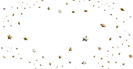 Celestial Splendor Unveiled: 3D Gold Stars Rain Illustration Enchants