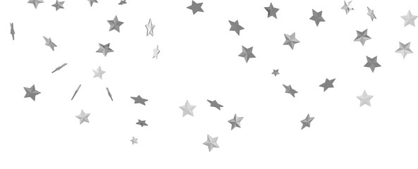 Group of silver stars isolated on white background.