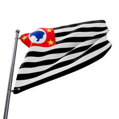 3D flag of the Brazilian state São Paulo with transparent background