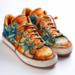 watercolor Casual Shoe clipart, Generative Ai