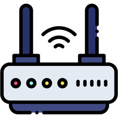 Obraz premium Vector Icon Wi-Fi, Router, Hotspot, Modem, Internet Connection, Wi-Fi Signal