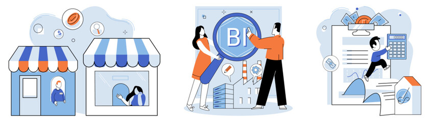 Local business. Vector illustration. A compelling presentation can help businesses showcase their products or services to potential clients Occupation in local businesses contributes to employment