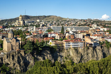 Obraz premium Picturesque panoramic aerial view of Tbilisi old town. TBILISI, GEORGIA.