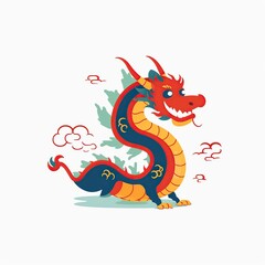 A cute chinese Dragon illustration, lunar new year. AI Generated.
