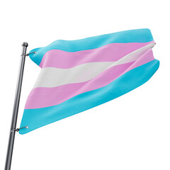3D flag of the Transgender pride with transparent background