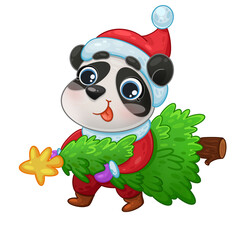 Pattern panda lollipop snow green Christmas 