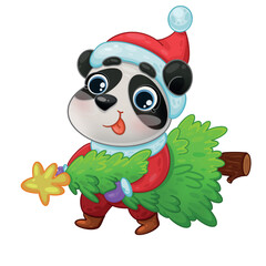 Pattern panda lollipop snow green Christmas 