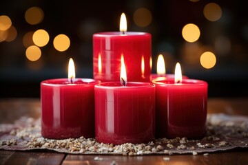 Fototapeta na wymiar candles on red background
