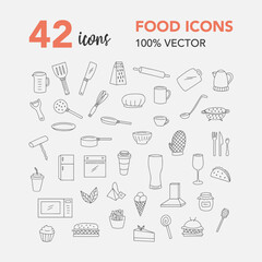 Food and cooking vectors icon, thin line web icon set, vector illustration