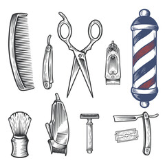 set of barber shop icon