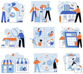 Family business. Vector illustration. Business finance and industry trends influence investment decisions and resource allocation Occupations in various sectors contribute to overall economic growth
