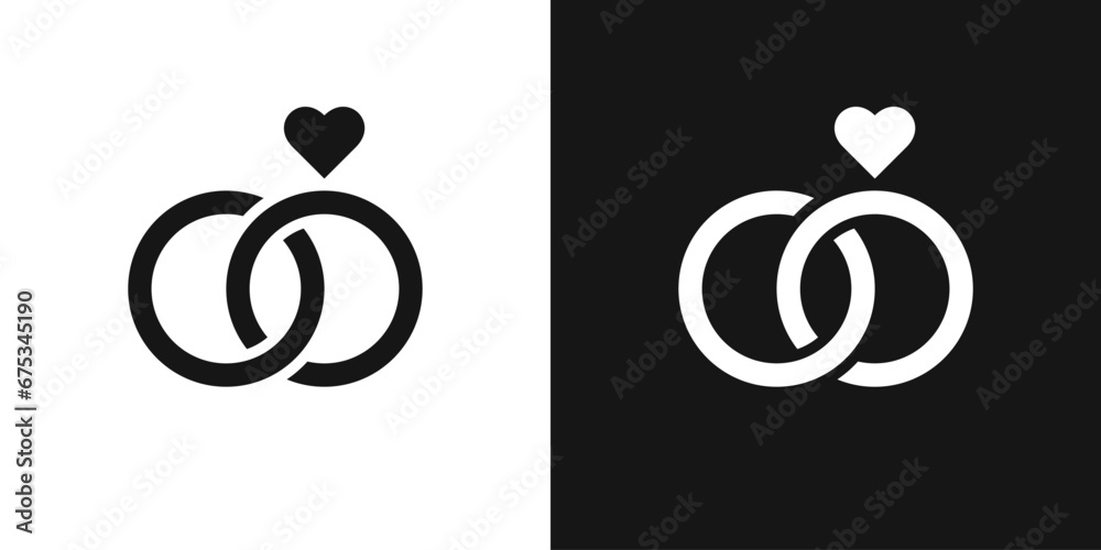 Wall mural linked wedding rings vector icon. wedding ring couple, marriage sign